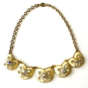 Vintage 1950’s necklace aurora borealis & gold tone floral women’s jewelry